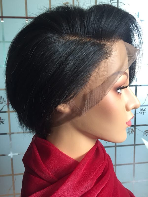Samuel Hair 13*4 Transparent Lace Front Pixie Cut wig,Virgin Human Hair Wigs-15