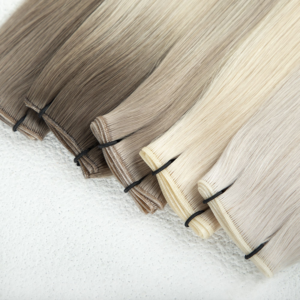 Russian Thin Invisible Genius Weft Hair Extensions Double Drawn Human Hair Genius Weft