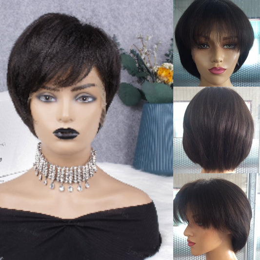 Samuel Hair 13*4 Transparent Lace Front Pixie Cut wig,Virgin Human Hair Wigs-17