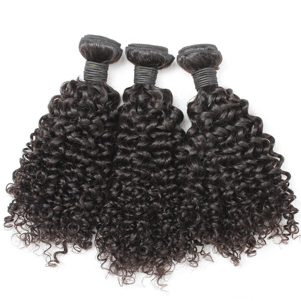 3 pieces Samuel Hair 12A Curly wave natural black hair bundles with closure/frontal free shipping