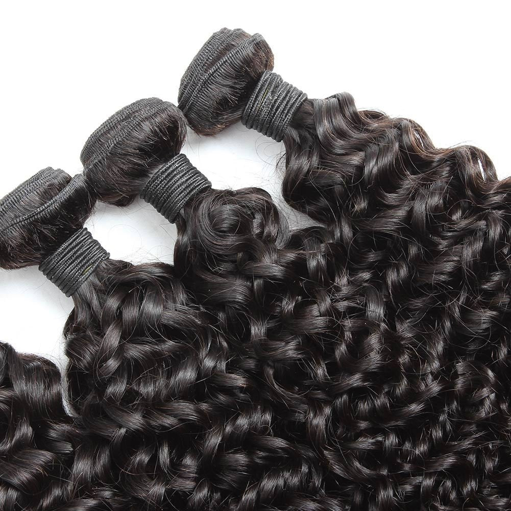3 pieces Samuel Hair 12A Curly wave natural black hair bundles with closure/frontal free shipping