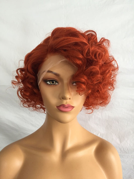Samuel Hair 13*4 Transparent Lace Front Pixie Cut wig,Virgin Human Hair colored Wigs-01