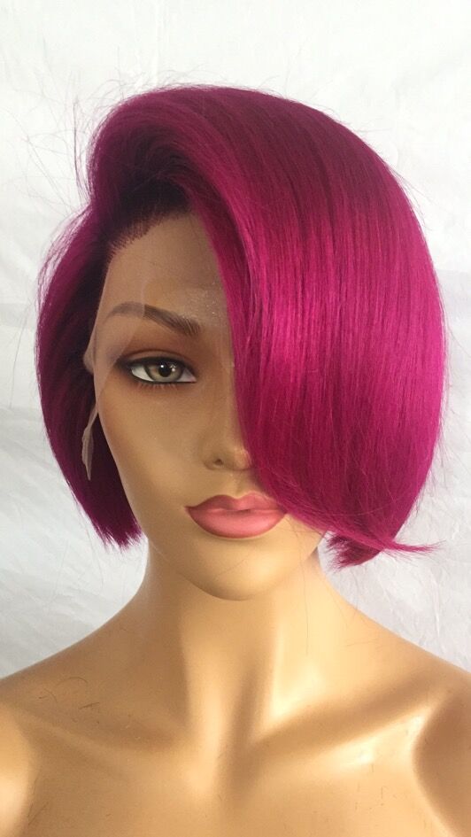 Samuel Hair 13*4 Transparent Lace Front Pixie Cut wig,Virgin Human Hair colored Wigs-13