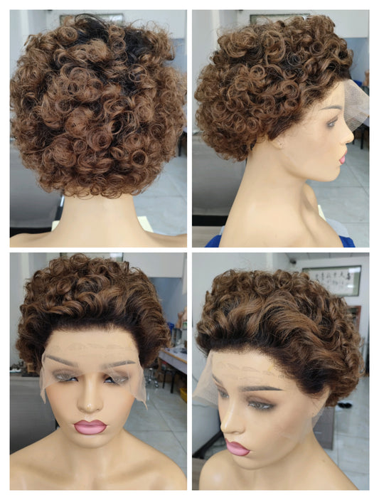 Samuel Hair 13*4 Transparent Lace Front Pixie Cut wig,Virgin Human Hair colored Wigs-20