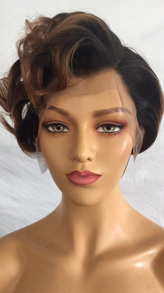 Samuel Hair 13*4 Transparent Lace Front Pixie Cut wig,Virgin Human Hair colored Wigs-18