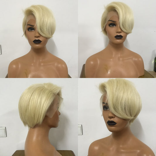 Samuel Hair 13*4 Transparent Lace Front Pixie Cut wig,Virgin Human Hair colored Wigs-09