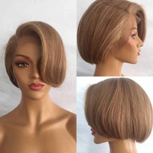 Samuel Hair 13*4 Transparent Lace Front Pixie Cut wig,Virgin Human Hair colored Wigs-15