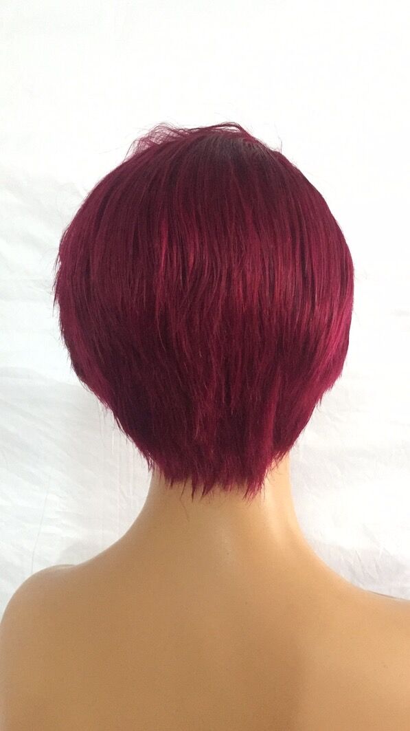 Samuel Hair 13*4 Transparent Lace Front Pixie Cut wig,Virgin Human Hair colored Wigs-02