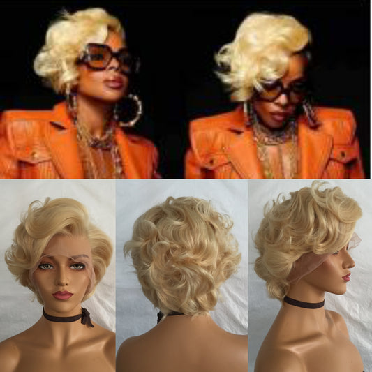 Samuel Hair 13*4 Transparent Lace Front Pixie Cut wig,Virgin Human Hair colored Wigs-11