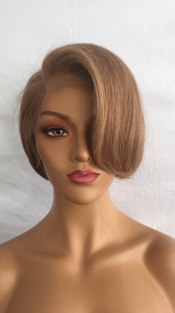 Samuel Hair 13*4 Transparent Lace Front Pixie Cut wig,Virgin Human Hair colored Wigs-15