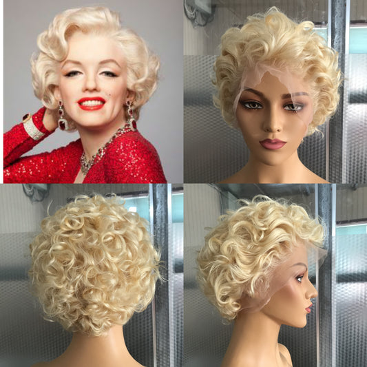 Samuel Hair 13*4 Transparent Lace Front Pixie Cut wig,Virgin Human Hair colored Wigs-05