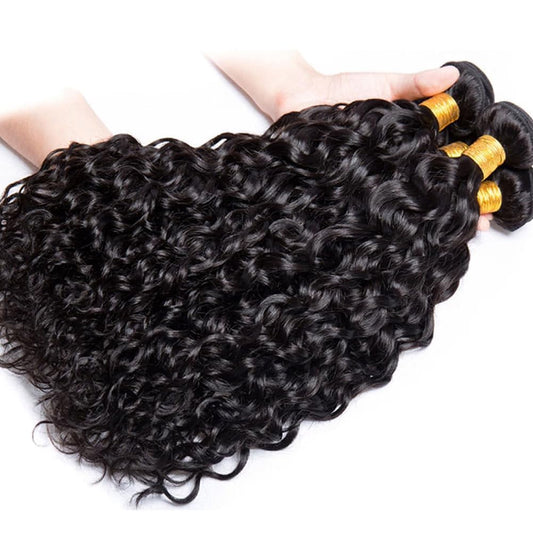 3 pieces Samuel Hair 12A water wave natural black hair bundles free shipping